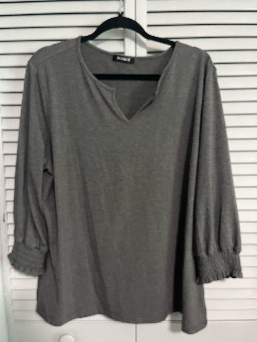 Gray Notch-Neck Top
